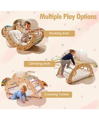 Sugift Montessori 3-in-1 Wooden Rocking Climbing Arch