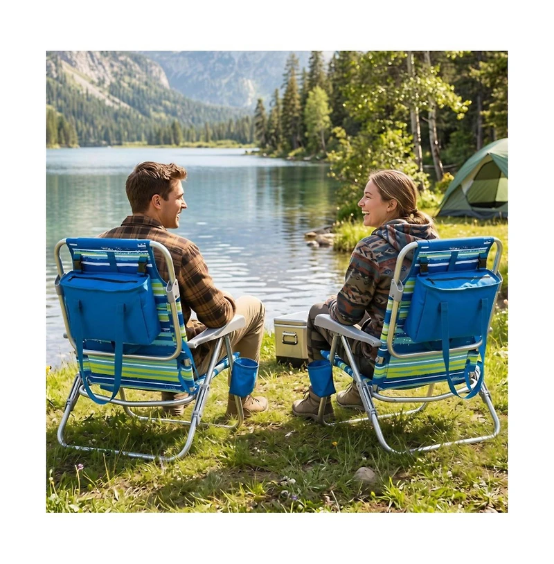 Hongge 2-Pack Folding Beach Chair with 7-Position Backrest