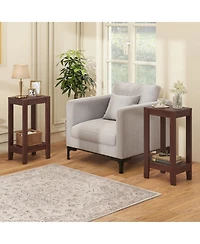 Sugift Set of 2 2-Tier End Tables with Storage Shelf