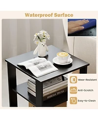 Sugift 3-Tier Modern Nightstand Square Side Table with Open Storage Shelves