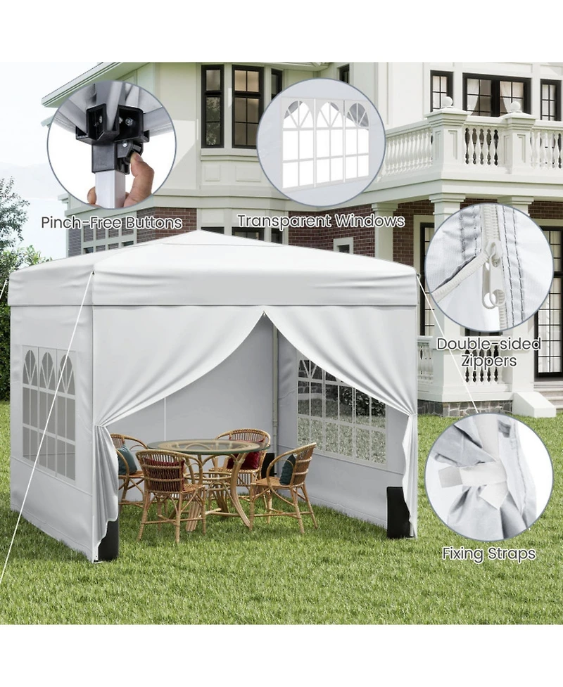 Gouun 10 x 10 Feet Commercial Pop Up Canopy Tent with 4 Sidewalls and Cpai-84