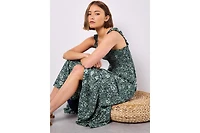 Apricot Women's Viscose Floral-Print Square Neck Tiered Midi Dress