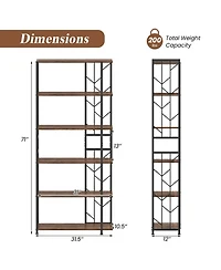 Sugift 6-Tier Geometric Bookcase with Heavy-Duty Metal Frame and Anti-Tipping Kits