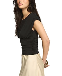 Lucky Brand Women's Short-Sleeve Crewneck Ruched Banded Waist Tee