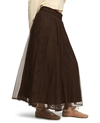 Lucky Brand Women's Allover Lace A-Line High-Waisted Floral Midi Skirt