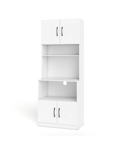 Sugift 66 Inch Kitchen Pantry Cabinet with Charging Station and Adjustable Shelves for Dining Room