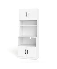 Sugift 66 Inch Kitchen Pantry Cabinet with Charging Station and Adjustable Shelves for Dining Room