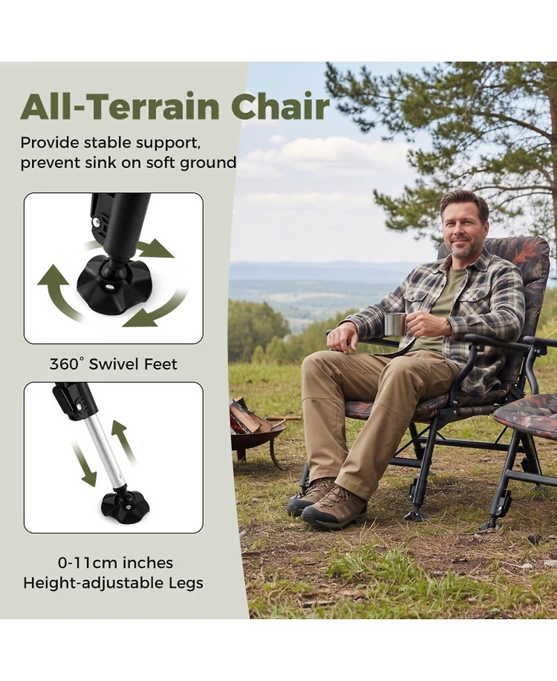 Hongge Oversized Folding Fishing Chair with 9-Level Backrest