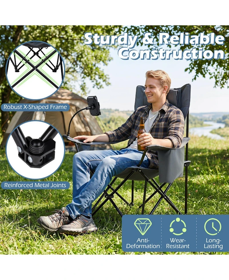 Hongge 2-in-1 Reclining Camping Chair Featuring Detachable Footrest