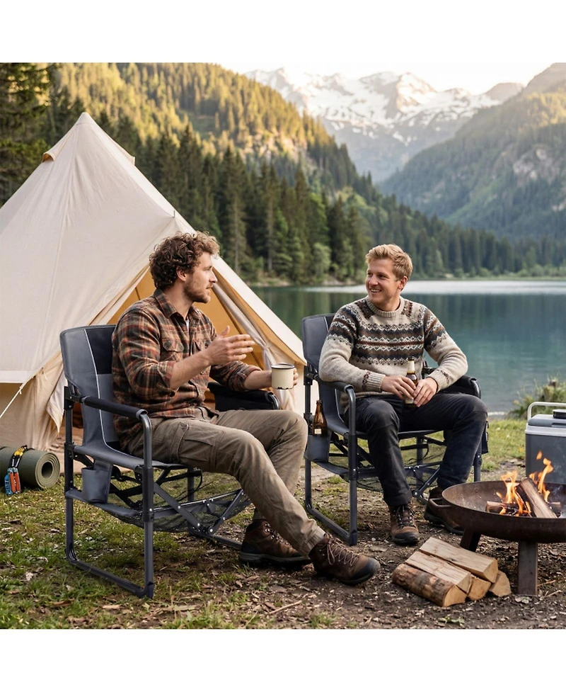 Hongge 2-Pack Heavy Duty Camping Chairs with Bottle Opener