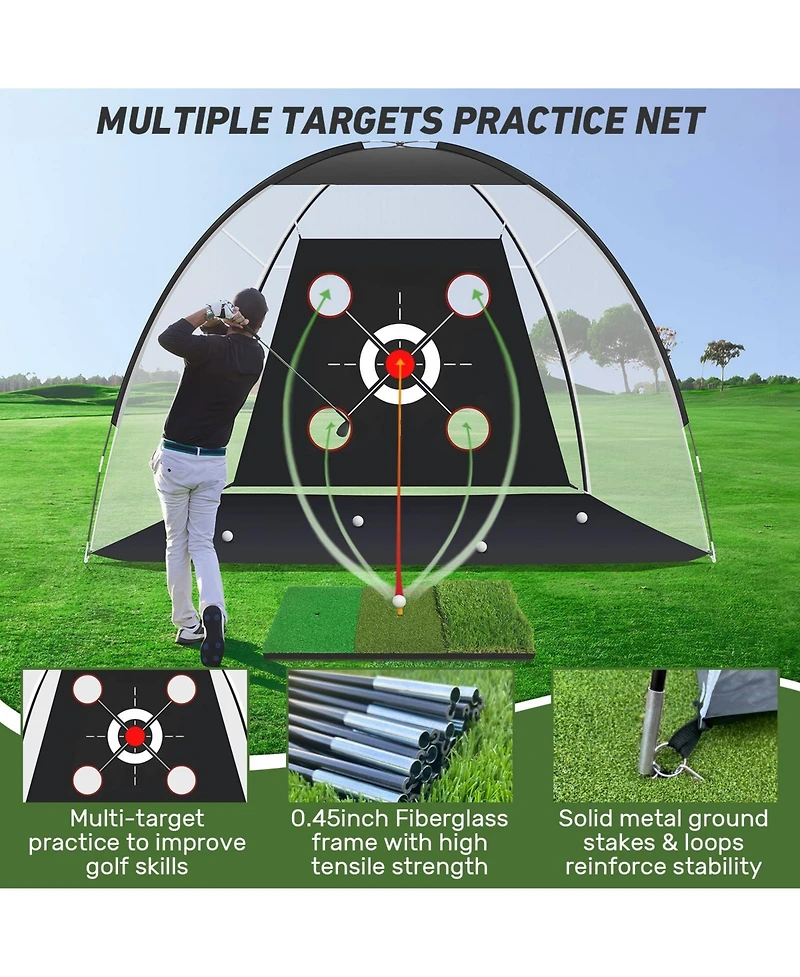 Aofar Golf Net Practice Mat Hitting Aid Driving Chipping Swing Target 10x7feet