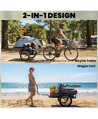Soozier 2-In-1 Bike Cargo Trailer and Wagon Cart with Quick Release Wheels