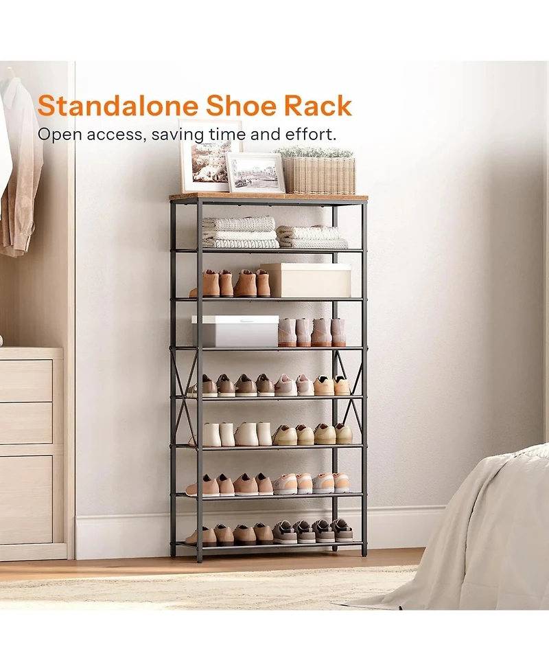 Slickblue Freestanding 8-Tier Metal Shoe Rack Organizer for Entryway Bedroom Closet Storage