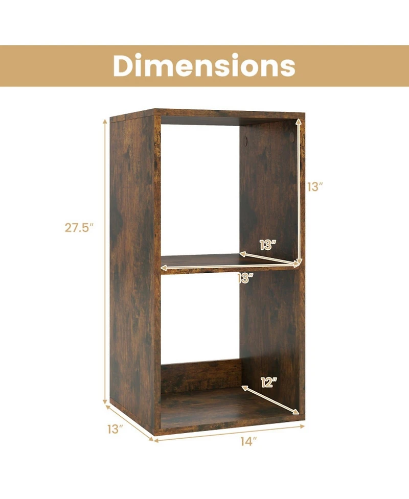 Sugift 2 Cube Bookshelf with Back Guardrail for Living Room Bedroom
