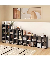 Sugift 4 Cube Bookshelf with Back Guardrail for Living Room Bedroom