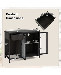 Sugift Buffet Sideboard with 2-Door Cabinet Power Outlets and Led Light