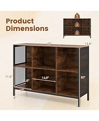 Sugift 6 Cube 42 Inch Wide Horizontal Bookcase with Accent Cubby Shelf