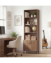 Sugift Bookshelf With Doors and 2 Anti-Tipping Kits for Home Office