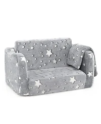 Sugift 2-in-1 Folding Kids Couch with Blanket Glow in the Dark