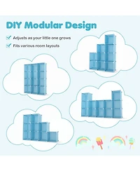 Sugift Modular Baby Wardrobe with 10 Cubes Hanging Rod and Shelves Stackable