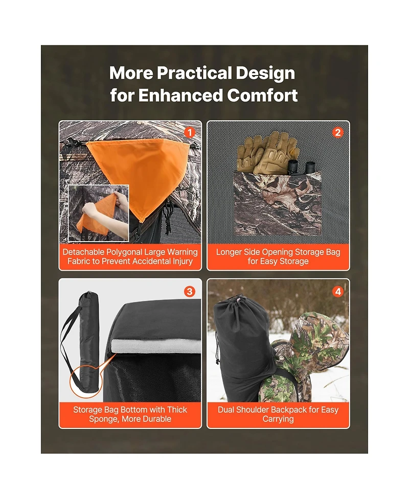 Hongge 270 Degree See Through Ground Hunting Blind for 2 to 3 People
