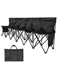 Hongge 6-Seat Portable Folding Sideline Bench with Storage Pockets