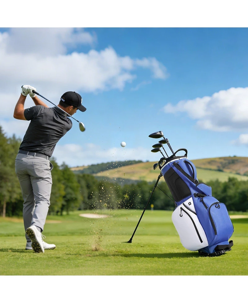 Hongge 7-Way Top Divider Golf Cart Stand Bag with Rain Hood