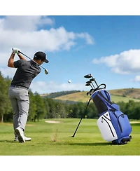 Hongge 7-Way Top Divider Golf Cart Stand Bag with Rain Hood