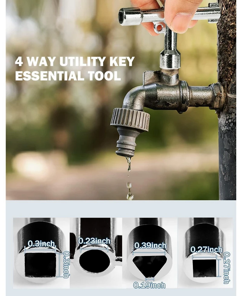Xdovet Multifunctional Water Meter Tool 4-way Key Teflon Tape