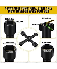 Xdovet Water Meter Key 17 Inch Steel Wrench T-handle 4-way Valve Tool