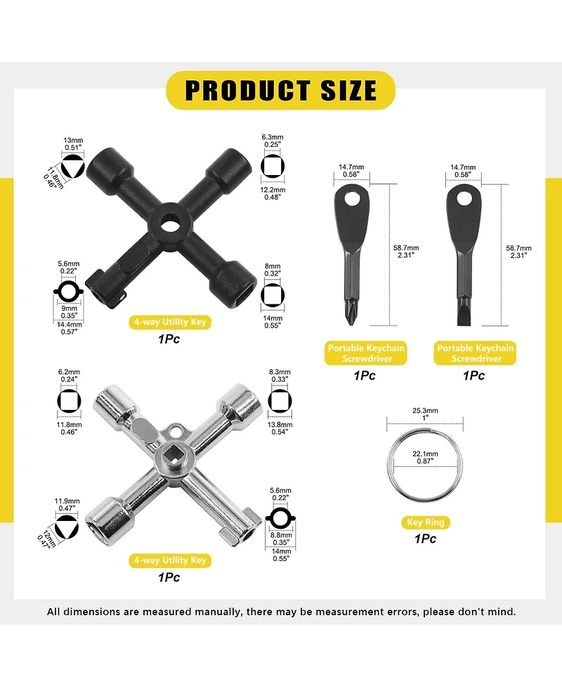 Xdovet Plumber Key Tool Set Cross Triangle Spanner Faucet Socket Radiator Meter Box