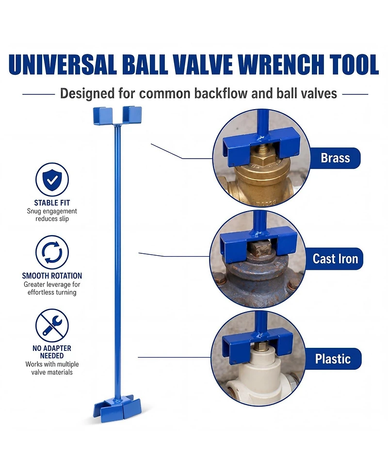 Xdovet Ball Valve Wrench Shut Off Tool Water Key Control Handle Heating Boiler Fire Hydrant