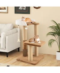 Sugift 44 in Modern Cat Tree for Indoor Cats with Plush Padded Perch and Dangling Ball
