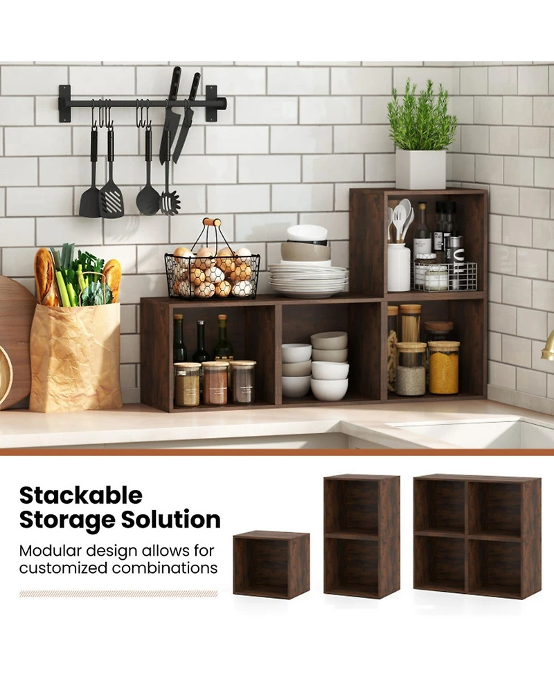 Sugift Stackable Cube Storage Organizer Open Wooden Book Shelf Display Shelving Unit
