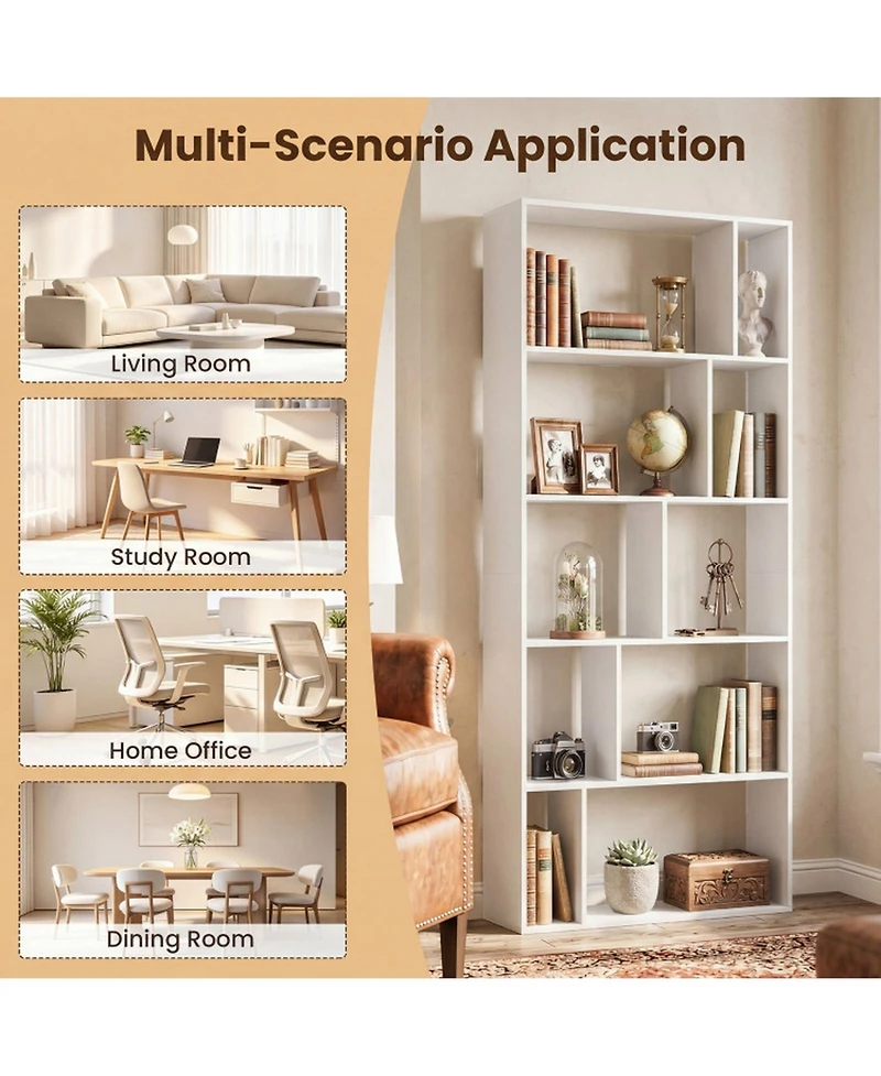 Sugift 5-Tier Modern Bookshelf with Open Back and 2 Anti-Tipping Kits