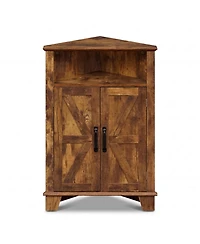 Sugift 4-Tier Corner Storage Cabinet with Open Shelf and 2-Door Cabinet