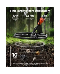 Hongge 10-Inch Waterproof Metal Detector with 5 Detection Modes