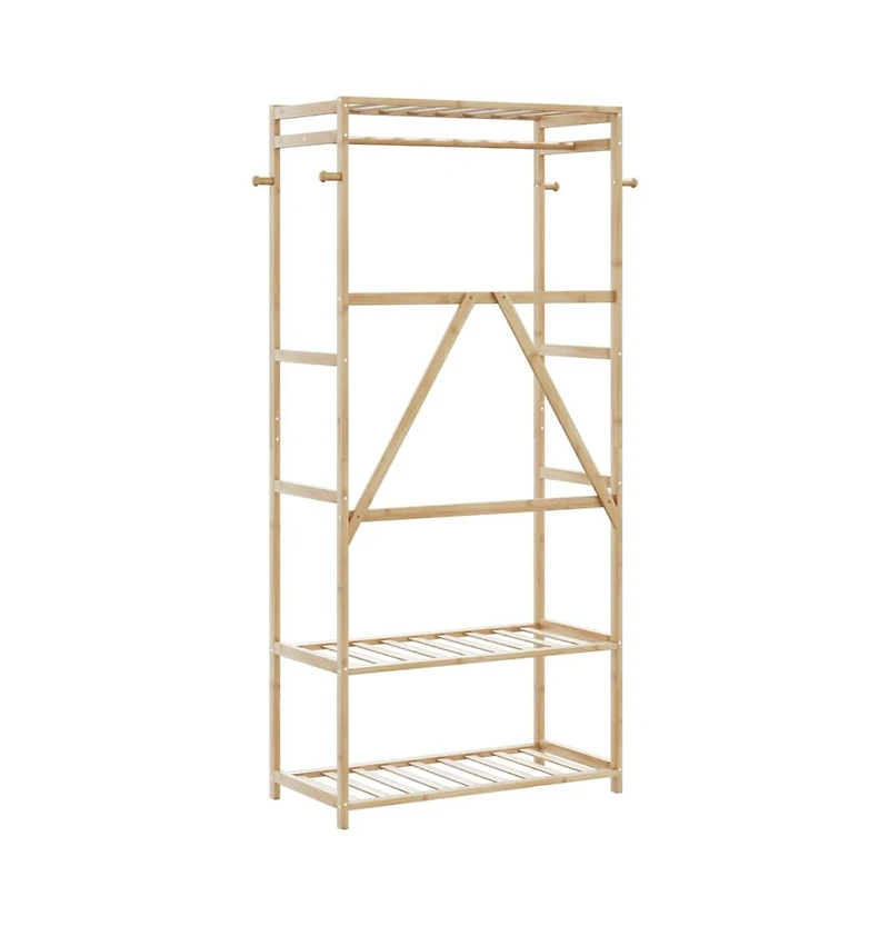 vidaXL Clothes Rack with Shelves 31.5"x15.7"x68.9" Bamboo