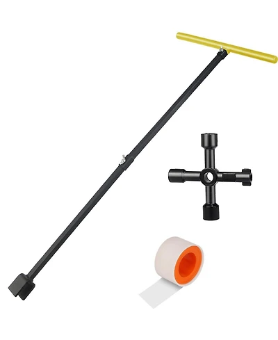 Xdovet Water Meter Key Shut Off Tool Steel 4 Way Seal Tape