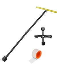 Xdovet Water Meter Key Shut Off Tool Steel 4 Way Seal Tape