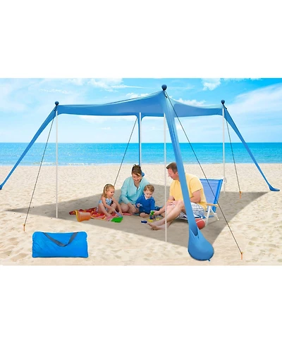 Aofar Beach Tent UPF50+ Sun Shelter Windproof 4 Poles Outdoor Camping Family 11x11 Feet