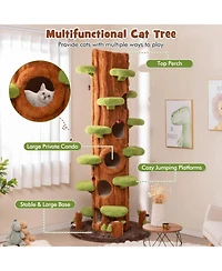 Sugift 90.5 in Tall Multifunctional Cat Tree With Private Condos and Top Perch for Indoor Cats