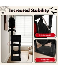Sugift Gothic Cat Tree with 2 Cat Condos and Coffin Bed for Indoor Cats