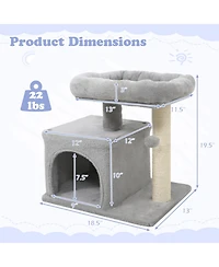 Sugift Small Cat Tree with Large Padded Plush Perch Condo and Scratching Posts for Indoor Cats