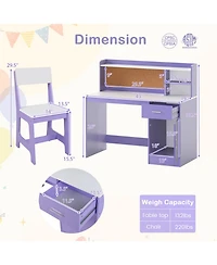 Sugift Kids Study Desk and Chair Set Student Table with Storage and Bulletin Board