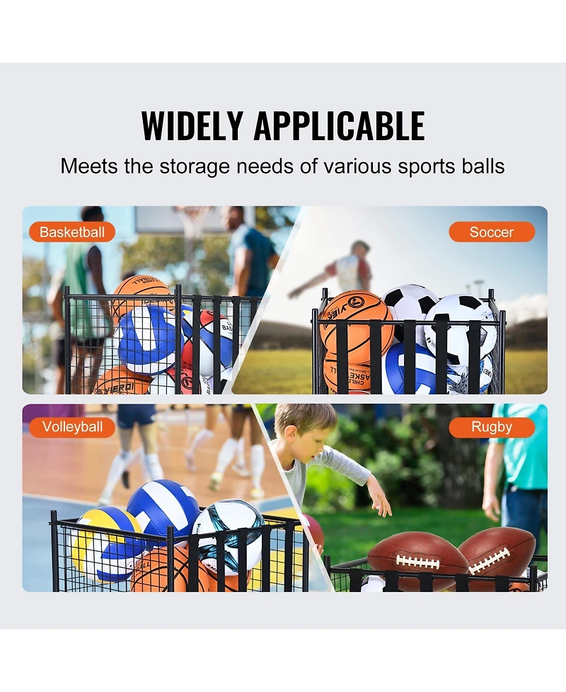 Hongge Rolling Sports Ball Storage Cart with Lockable Steel Cage