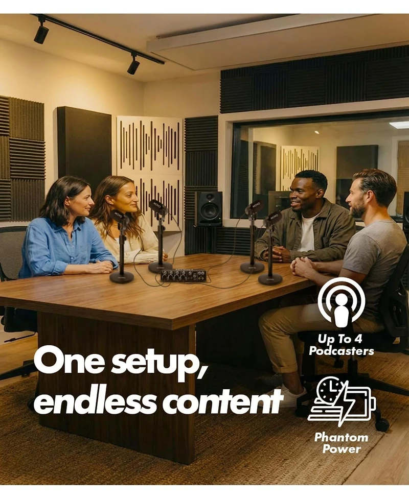 Movo UMX2 4-Channel Usb-c Podcast Bundle for macOS and Windows 10+