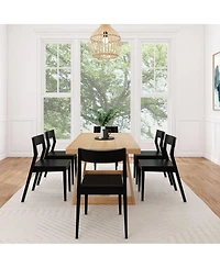 Plank+Beam 72" Classic Solid Wood Dining Table Set + 6 Chairs
