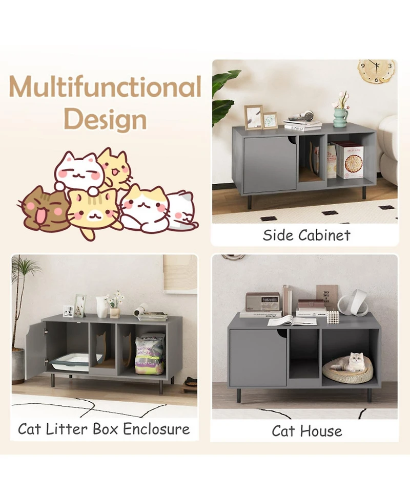 Sugift 40 in Cat Litter Box Enclosure for 2 Cats Hidden Cat Washroom