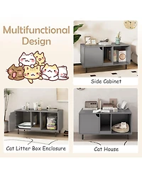 Sugift 40 in Cat Litter Box Enclosure for 2 Cats Hidden Cat Washroom